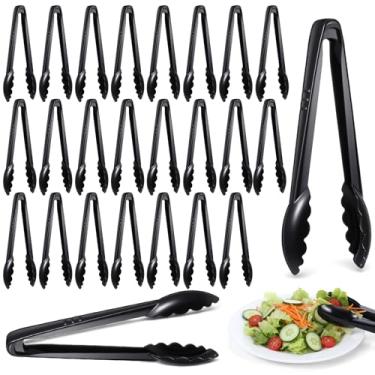 Imagem de Hpmjz Pacote com 24 pinças de plástico para salada, 24 cm, preto, utensílios descartáveis, conjunto de pinças para servir buffet, comida quente e fria, churrasco, aperitivo, salada, gelo, festas