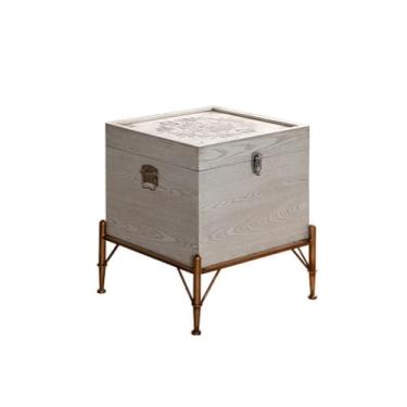 Imagem de Mesa central de madeira maciça pequena mesa de centro sofá mesa lateral criativa escritório luz luxo simples mesa lateral cabeceira pequena mesa quarto (A)