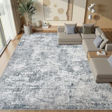 Imagem de Tapetes de área de 10 x 14 para sala de estar: tapete lavável grande neutro abstrato macio, antiderrapante, resistente a manchas, tapete interno para quarto, sala de jantar, berçário, escritório, sala