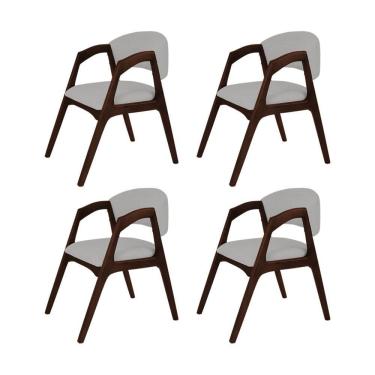 Imagem de Conjunto Com 4 Cadeiras De Jantar Estofada Gabriela Castanho Linho Cinza Prata