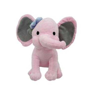 Imagem de Brinquedo de pelúcia, desenho animado, elefante rosa, 25 cm em algodão