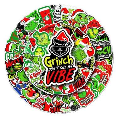 Imagem de Pacote de adesivos Grinchs, vinil impermeável, 52 unidades para laptop