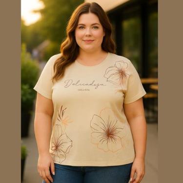 Imagem de Blusa Feminina Plus Size em Viscose com Estampa Floral e Gola Redonda 