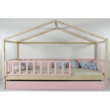 Imagem de Bicama Montessoriana Solteirão Frente Casinha Colorida Madeira Maciça 