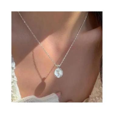 Imagem de Colar De Prata 925 Com Rosa, Estilo Coreano, Geometria Circular, Joia 