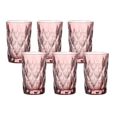 Imagem de Jogo 6 Copos De Vidro Resistente Diamond 350ml Luxo Elegante - KeHome,