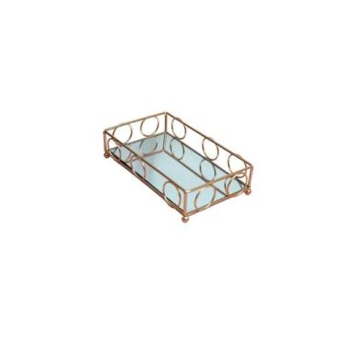 Imagem de Bandeja de metal espelhada retangular de vidro  - QUERO PRESENTEAR, GO