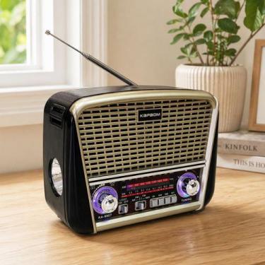 Imagem de Rádio Portátil Bluetooth Lanterna Retro Vintage USB Fm Am Sw - Genéric