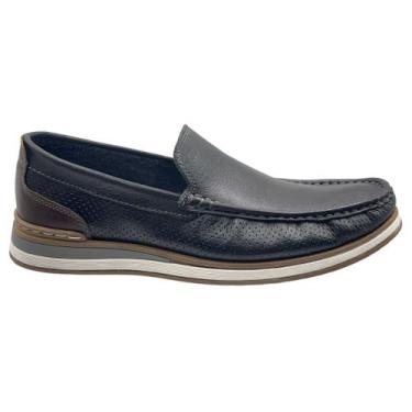 Imagem de Sapato Masculino Mocassim Denim Flow Democrata 252101, Preto, Tabaco, 