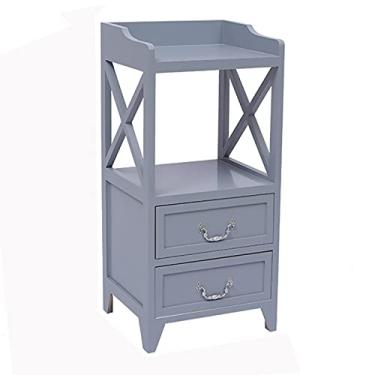 Imagem de Criados-mudos Mesa de cabeceira com 2 gavetas e 2 bancadas mesas de cabeceira de madeira de metal prático manuseio de estilo moderno para quarto 28h Mesas de cabeceira para quarto (Color : Gray)