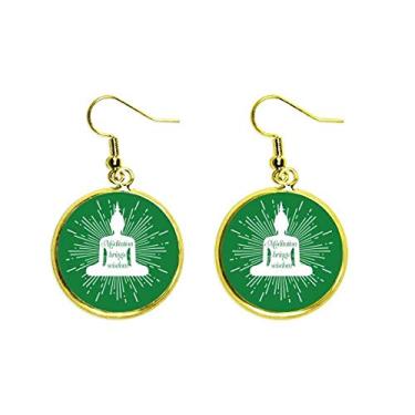 Imagem de Thoughts Meditação Conhecimento Aquisição Orelha Pendente Dourado Brinco Joia Mulher, Metal