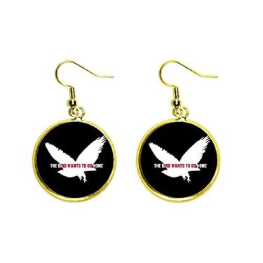 Imagem de Brinco de gota dourada com pingente de orelha The Bird Wants To Go Home, Metal