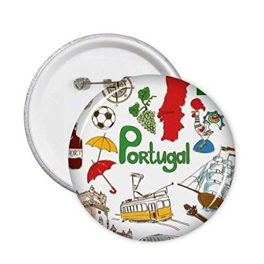 Imagem de Broche de bandeira nacional de Portugal Landscap Animals Broche de emblema acessório decoração 5 peças