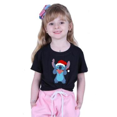 Imagem de Camiseta Feliz Natal Lilo E Stitch Personalizado T-Shirt Leve Unissex