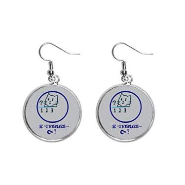 Imagem de Brinco com pingente de prata com ilustração de gato com tema de matemática, joia feminina