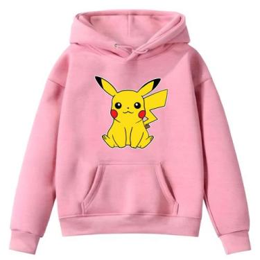 Imagem de Moletom Infantil Pi ca chu Po Ke Mon Desenho Infância Bolso Canguru Ca