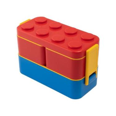 Imagem de Marmita Lancheira Infantil Em Formato Bloco De Montar - Clink, Vermelh