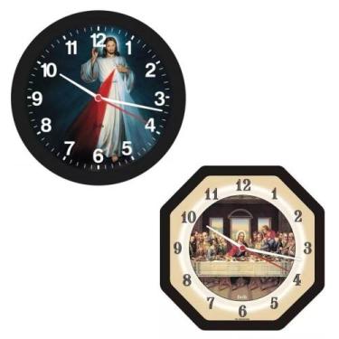 Imagem de Kit Relógios Santa Ceia Oitavado Jesus Misericordioso Redond - Bells