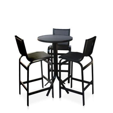 Imagem de Conjunto Mesa Bistrô Com 3 Banquetas Para área Externa - Preto