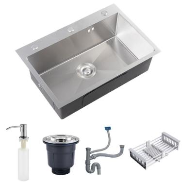 Imagem de Cuba Pia Inox Quadrada Cozinha Gourmet 60x45 Com Acessórios