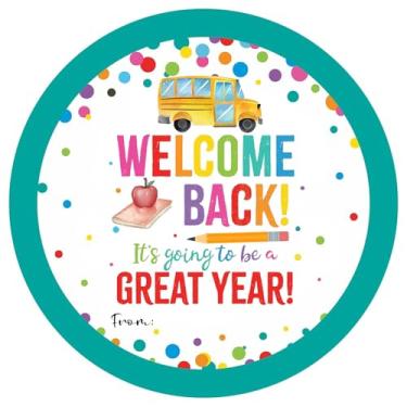 Imagem de 120 adesivos de guloseimas de volta às aulas – adesivos redondos de boas-vindas de 5 cm para professores, estudantes, salas de aula – etiquetas de ano escolar, materiais para professores, presentes de