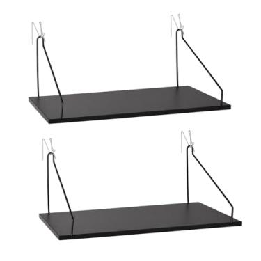 Imagem de Prateleira de parede de tecido com ganchos para decoração de trabalho, prateleira organizadora de cubículos de madeira de 29 cm com cabides, acessórios de cubículo para mulheres e homens, 2 unidades