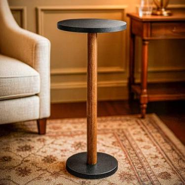 Imagem de Mesa lateral para sofá mesinha de canto moderna 1 pé minimalista (Preto)
