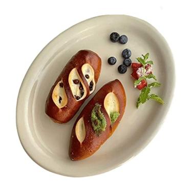 Imagem de hezhuhe2258 Prato de serviço prato sólido de borda estreita prato de jantar oval prato de sobremesa prato de sobremesa prato de frutas prato de salada casa restaurante café prato plano prato fundo