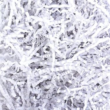 Imagem de Beistle Fragmentos de papel branco – Pacote com 6, enchimento de papel desfiado com corte enrugado para cestas de presente, caixas, embalagem, envio e artesanato, enchimento de cesta decorativa