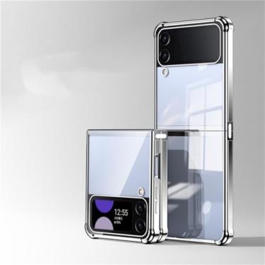 Imagem de Para Samsung Galaxy Z Flip 5 4 3 Capa transparente Airbag Phone Case para Samsung Z Flip 5 Chapeamento capa macia ultrafina, prateada, para Samsung Z Flip 4