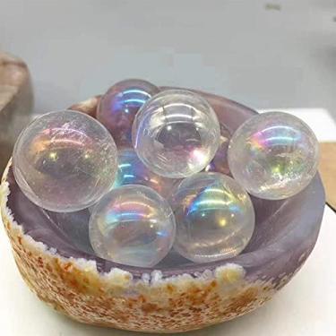 Imagem de URMIBDAI Repleto de textura de cristal natural áspero 1 peça revestimento de cristal natural halo banhado a quartzo bola de cristal decoração de casa cristal