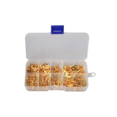 Imagem de 150 peças conectores de fio elétrico kit terminal terminal de crimpagem não isolado sortido M3/M4/M5/M6 com caixa