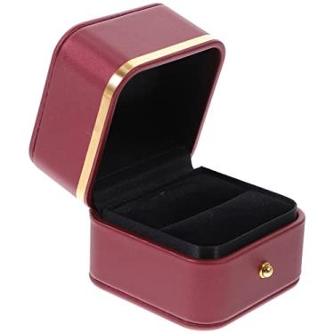 Imagem de Anéis femininos caixa de anel de noivado anel de couro PU caixa de presente caixa de armazenamento de exibição de joias para pedido de casamento noivado dia dos namorados caixa organizadora de joias