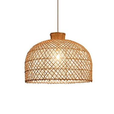 Imagem de CHENKUI Lustre de estilo japonês vime retro abajur base E27/E26, lâmpada pendente de bambu luminárias industrial pendurado bambu lanterna luz de teto para sala de estar quarto restaurante casa de chá