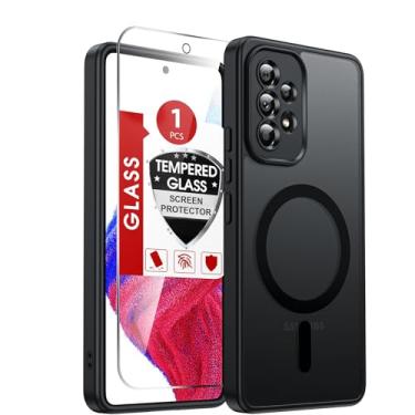 Imagem de LeYi Capa para celular Galaxy A53-5G: Capa compatível com Samsung A53 5G [Mag-Safe Fit] com protetor de tela, película fosca translúcida de toque suave e proteção de corpo inteiro Funda para A 53