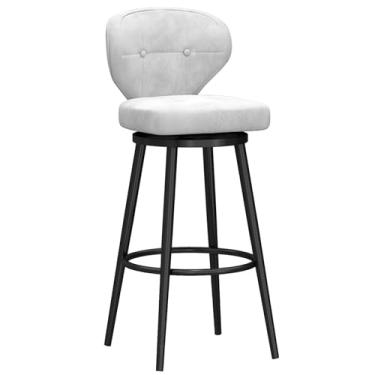 Imagem de Banquetas de bar estofadas giratórias de veludo com apoio para os pés de metal, bancos de bar com altura giratória conjunto de 1, bancos de balcão com encosto, cadeira de bar moderna para ilha de