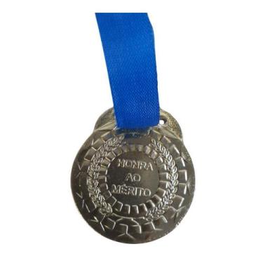 Imagem de Kit C/100 Medalhas de Ouro Prata ou Bronze Honra ao Mérito C/Fita Azul