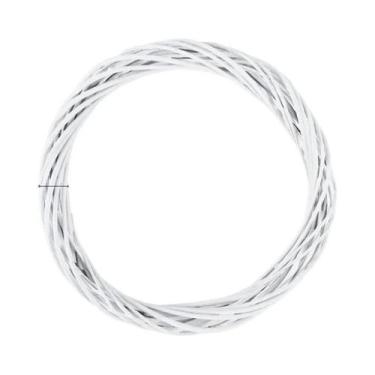 Imagem de Guirlanda De Rattan Branco Com Design Redondo Para Decoração De Árvore