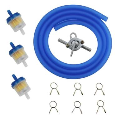 Imagem de HAUERTZX Braçadeiras de mangueira de linha de combustível a gás, filtros de combustível com conjunto de válvula de desligamento em linha, compatível com refrigerador Apollo Baja ATV 50cc 70cc 90cc