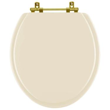 Imagem de Assento Sanitario Laqueado Convencional Universal Oval Bone Com Ferragem Dourada