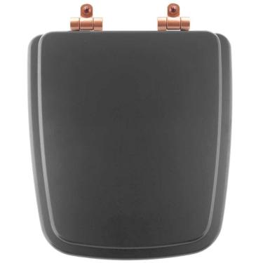 Imagem de Assento Sanitário Poliéster Soft Close Boss Onix (preto Fosco) Para Vaso Incepa Com Ferragem Rose Gold