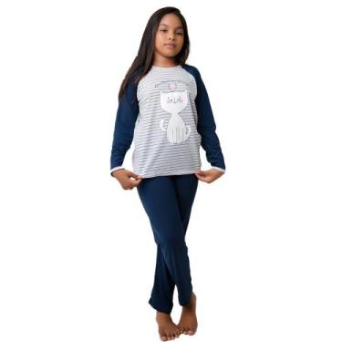 Imagem de Pijama Infantil Para Meninas Estampado Diones Camiseta Manga Longa E C