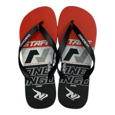 Imagem de Chinelo Onbongo Staff Original Tiras Preta Com Estampa, Preto, Vermelh