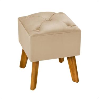 Imagem de Puff Decorativo de Veludo Captonê – Assento Retrô Luxo para Sala, Quarto e Recepção (BEGE)