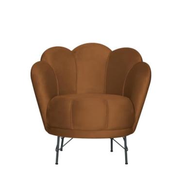 Imagem de Poltrona Flor Premium Pétala, Veludo Marrom, Pés Em Ferro -sala, Quarto, Salão de Beleza, Clinica, Recepção, Princesa