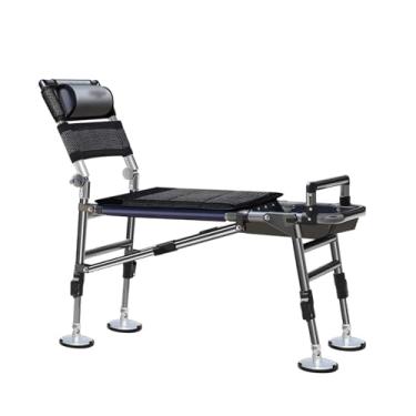 Imagem de URGDWEKJY Cadeira de pesca, cadeira de pesca, assento retrátil, dobrável, cadeira de acampamento, travesseiro ajustável, banco de descanso ao ar livre, cadeira de acampamento