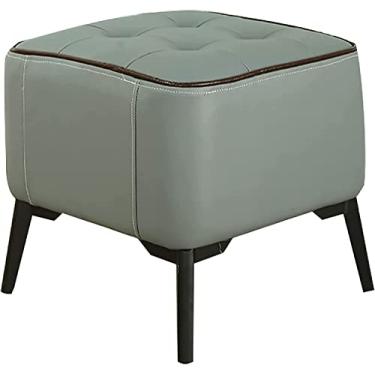 Imagem de Banqueta para os pés linda banqueta quadrada de couro sintético macio pequeno almofada grossa banco baixo com pés decorativos banhados a metal preto cadeira decoração de casa