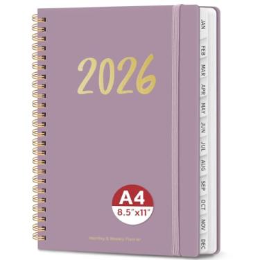Imagem de Agenda 2026 – Agenda semanal e mensal, janeiro de 2026 a dezembro de 2026, encadernado em espiral, agenda 2025, bolso interno, perfeito para escritório, casa, material escolar – A4 (21,6 cm x 28 cm