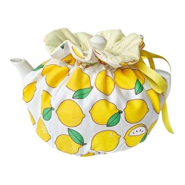 Imagem de Chá de Algodão Aconchegante, Bule Vintage Aconchegante à Prova de Poeira Capa de Bule Isolada Mantém Quente Acessórios de Mesa de Cozinha Chaleira de Chá Colcha para Hotel Restauran (Limão)