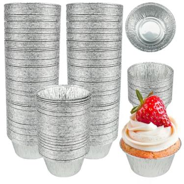 Imagem de Pacote com 300 copos de alumínio para assar, ramequins de folha de alumínio de 113 g descartáveis, forros de muffin para torta, pudim, cupcake, suflê, creme brulee